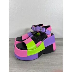 Current Mood Colorblock Platform Sandals Pink Purple Green Black Womens 7M